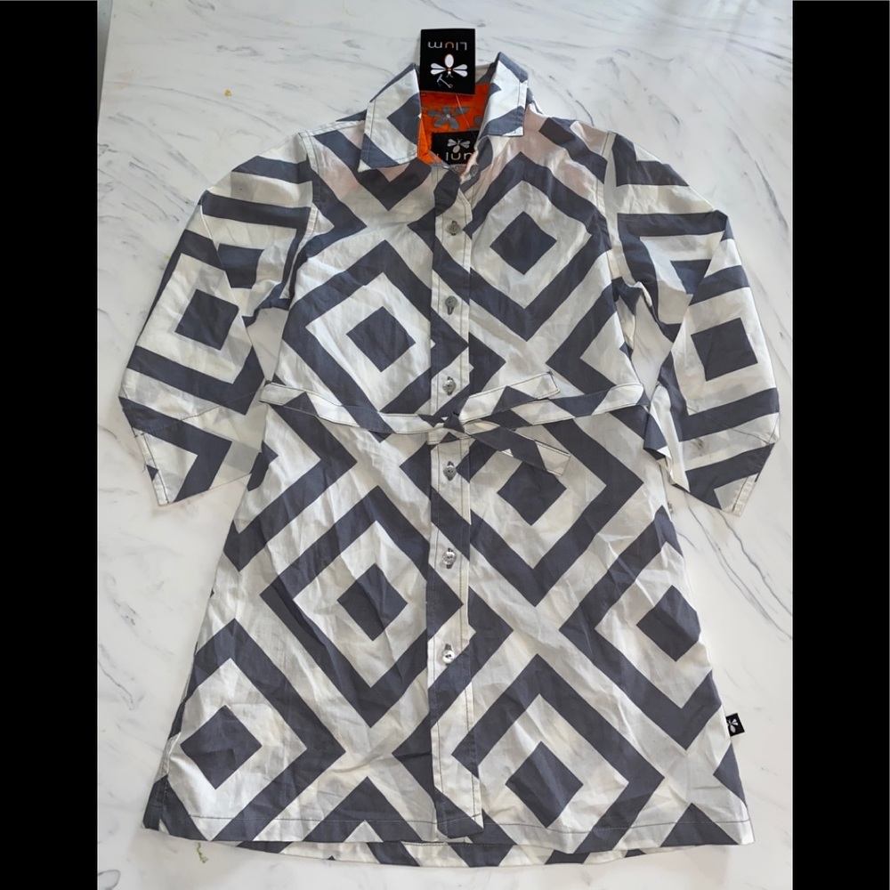 Llum chevron stripe shirt dress 4 new nwt gray